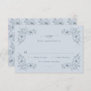 Cartão RSVP Vintage Blue Floral