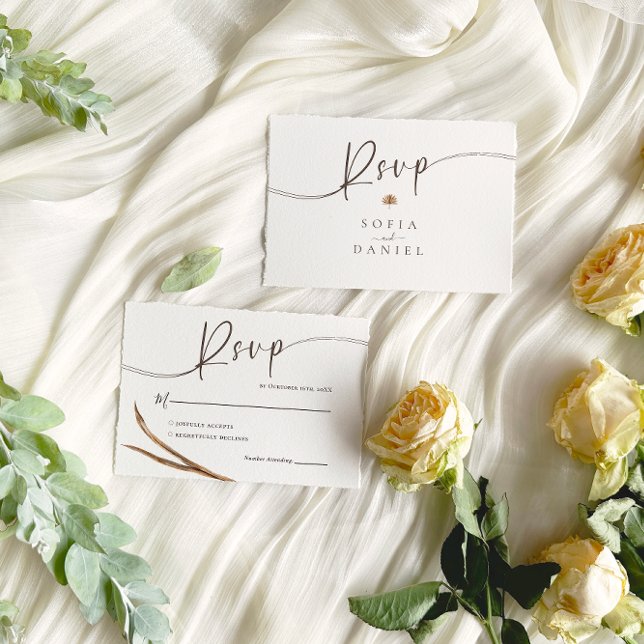 Cartão RSVP Vintage Boho Autumn Wedding (Criador carregado)