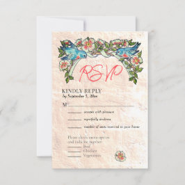 Cartão RSVP Vintage Boho Blush Floral Pink Storybook Casamento