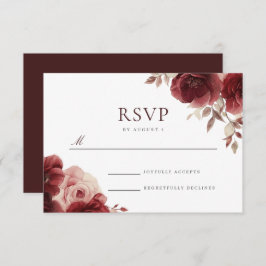 Cartão RSVP Vintage Burgundy Rosa Elegance Wedding