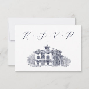 Cartão RSVP Vintage, Casamento de Ilustração de Villa Italiana