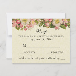 Cartão RSVP Vintage Cherry Blossoms Elegant Lace Wedding