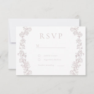 Cartão RSVP Vintage Chinoiserie Floral Wreath Wedding