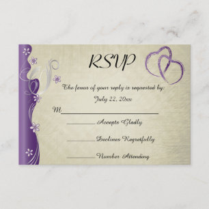 Cartão RSVP Vintage Classy Curvy Design   Roxo Ametista