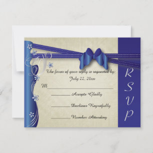 Cartão RSVP Vintage Classy Curvy Design Sapphire e Silver