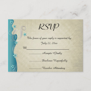 Cartão RSVP Vintage Classy Curvy Design   Turquesa