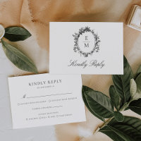 Vintage Crest Monograma Formal Casamento Botânico