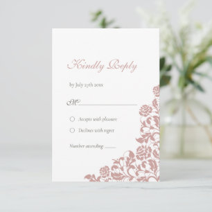 Cartão RSVP Vintage Dusty Rosa Lace Wedding