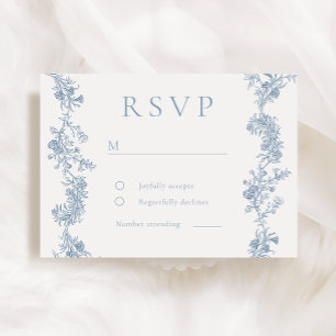 Cartão RSVP Vintage Elegance: Casamento Floral Clássico