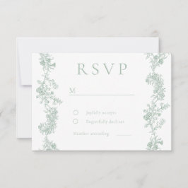 Cartão RSVP Vintage Elegance: Casamento Floral Clássico Sage