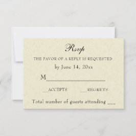 Cartão RSVP Vintage Elegant Ecru Lace Casamento Simples
