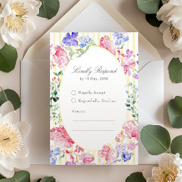 Cartão RSVP Vintage Elegant Floral Regency Wedding