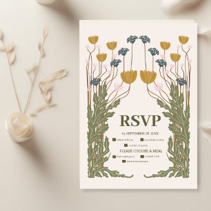Cartão RSVP Vintage Floral Art Nouveau Wedding