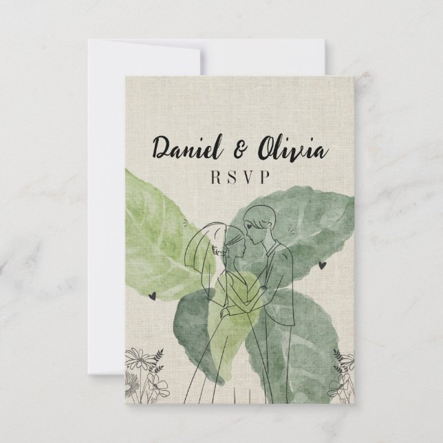 Cartão RSVP Vintage Floral Rustic Wedding (Frente)