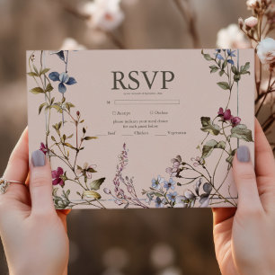 Cartão RSVP Vintage Floral Wedding Elegante