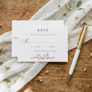 Cartão RSVP Vintage Francês Floral Vinho Tinto Escuro Casament