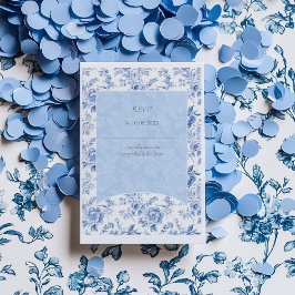 Cartão RSVP Vintage French Floral Toile Blue