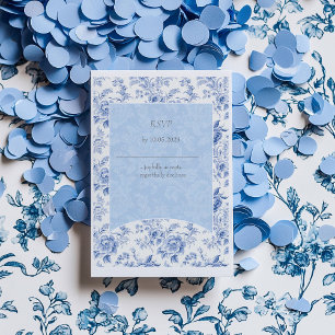 Cartão RSVP Vintage French Floral Toile Blue