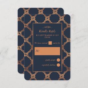 Cartão RSVP Vintage Geométrico Art Deco Gatsby Wedding