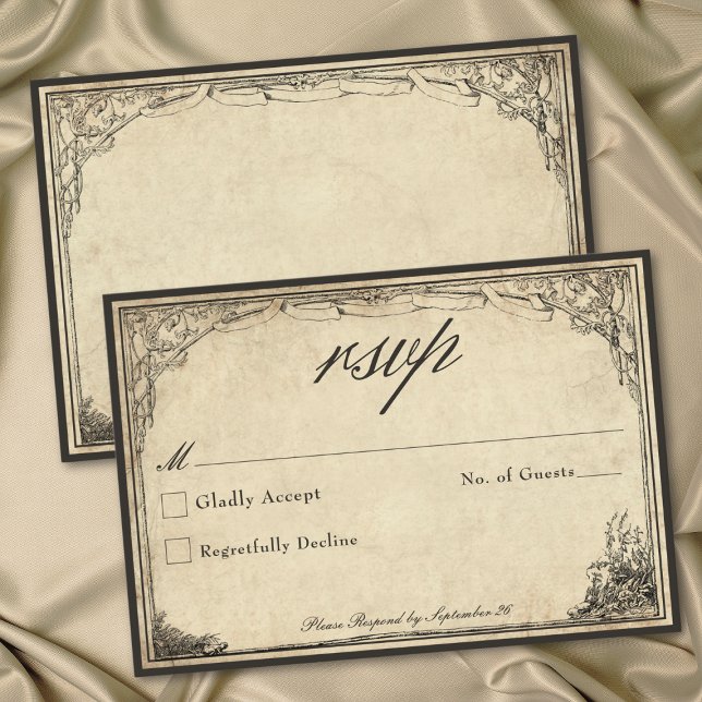 Cartão RSVP Vintage Gothic Medieval Parchment Wedding (Vintage Gothic Medieval Parchment Wedding RSVP Card)
