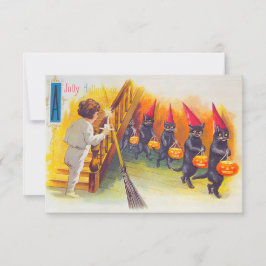 Cartão RSVP Vintage Halloween Black Cats