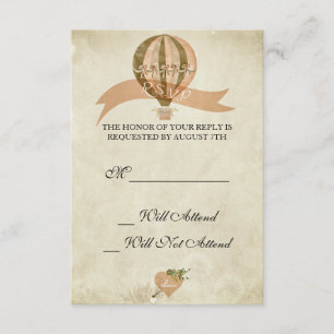 Cartão RSVP Vintage Hot Air Balloon Wedding R.S.V.P.