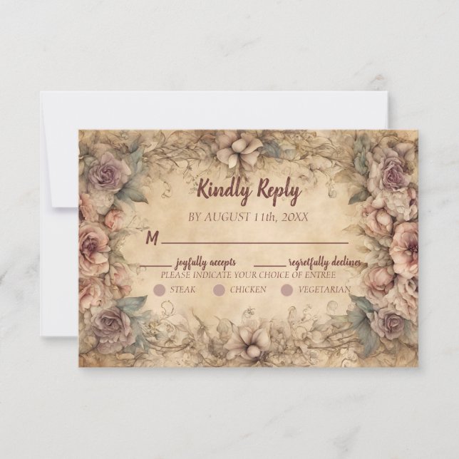 Cartão RSVP Vintage Italy Wedding (Frente)