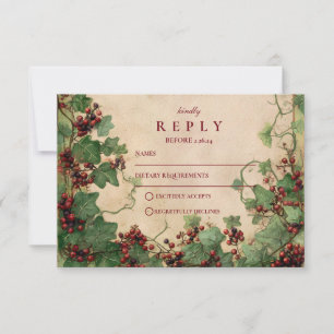 Cartão RSVP Vintage Ivy e Berries Wedding