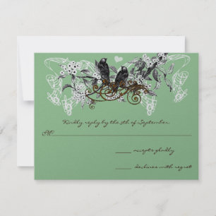 Cartão RSVP Vintage Love Birds White Flowers