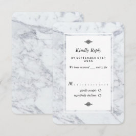 Cartão RSVP Vintage Marble Wedding Elegante