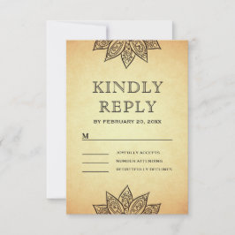 Cartão RSVP Vintage Mehendi Henna Indian Wedding