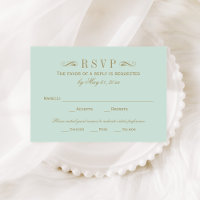 Vintage Mint e Antiquado Casamento Flourish Dourad