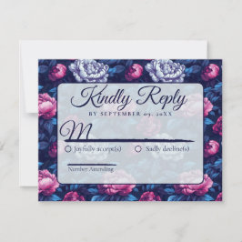 Cartão RSVP Vintage Nature Rustic Peonies Wedding