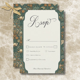 Cartão RSVP Vintage Nature William Morris Elegant Wedding