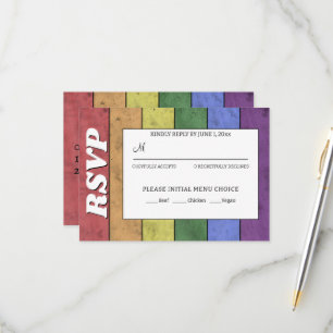 Cartão RSVP Vintage, orgulho de bandeira LGBT de casamento Sal