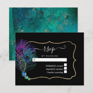Cartão RSVP Vintage Peacock