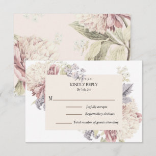 Cartão RSVP Vintage Peony Boice art Weding