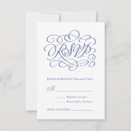 Cartão RSVP Vintage Periwinkle Botanical Response/RSVP Inserir