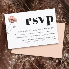 Cartão RSVP Vintage Pink Poppies flores silvestres Casamento f
