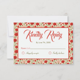 Cartão RSVP Vintage Red Carnação Flowers Casamento
