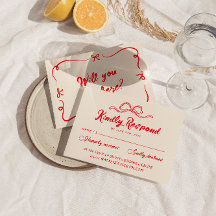 Vintage Red Hand Escrito Quirky Modern Arco Casame