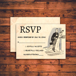 Cartão RSVP Vintage Retro Romântico Antigo Casamento Russo Clá