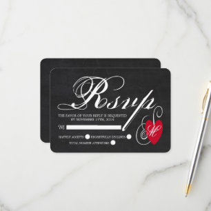 Cartão RSVP Vintage Rico Heart - Casamento Chalkboard