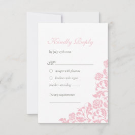 Cartão RSVP Vintage Rosa Rosa Lace Casamento Floral