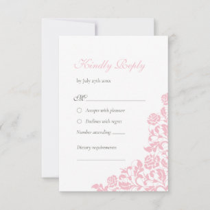 Cartão RSVP Vintage Rosa Rosa Lace Casamento Floral