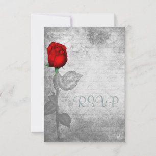 Cartão RSVP Vintage Rosa vermelha Wedding