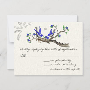 Cartão RSVP Vintage Royal Blue e Casamentos de CinzasRSVP