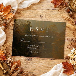 Cartão RSVP Vintage Rustic Forest Wedding