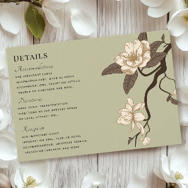 Cartão RSVP Vintage Rustic Magnolia Sage Detalhes do Casamento