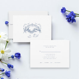 Cartão RSVP vintage rustic Swans Romantic Wedding Response